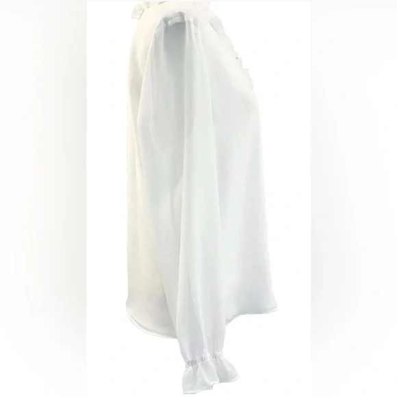 Tommy Hilfiger Sheer White Ruffle Blouse Size L - Picture 4 of 9